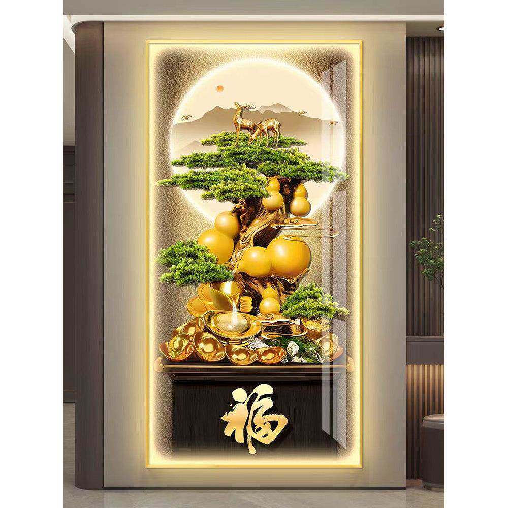 葫芦led带灯轻奢入户玄关装饰画走廊过道挂画壁画简约现代高级感