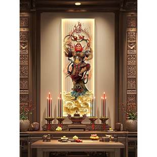 都天纠察大灵官画像装饰挂画护法镇山王灵官神像道家供奉带灯壁画