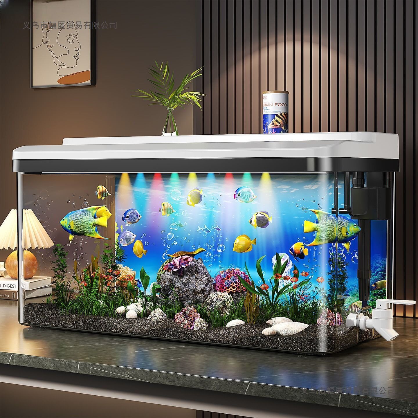 鱼缸过滤制氧自循环一体机2025新款家用客厅小型免换水生态水族箱