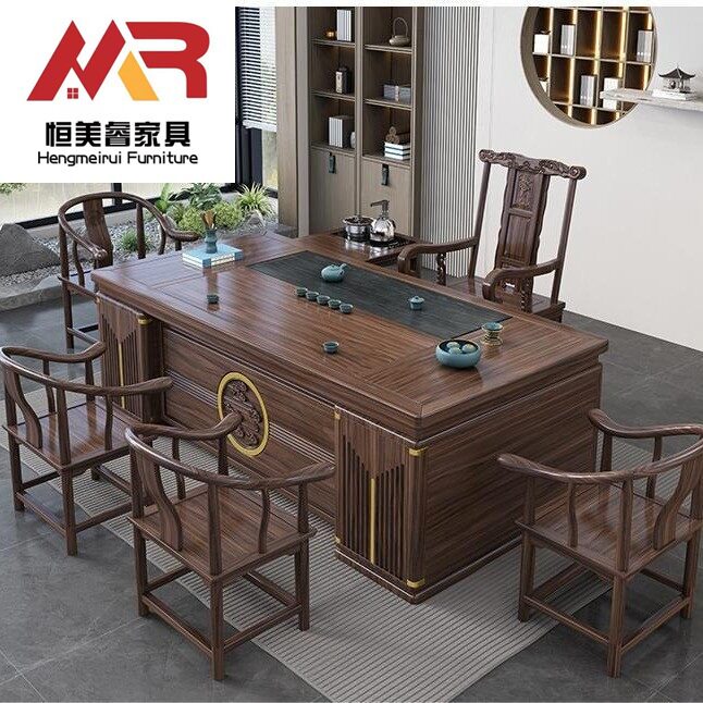 实木茶桌椅组合一桌五椅茶几茶台新中式茶具套装一体办公室喝茶桌