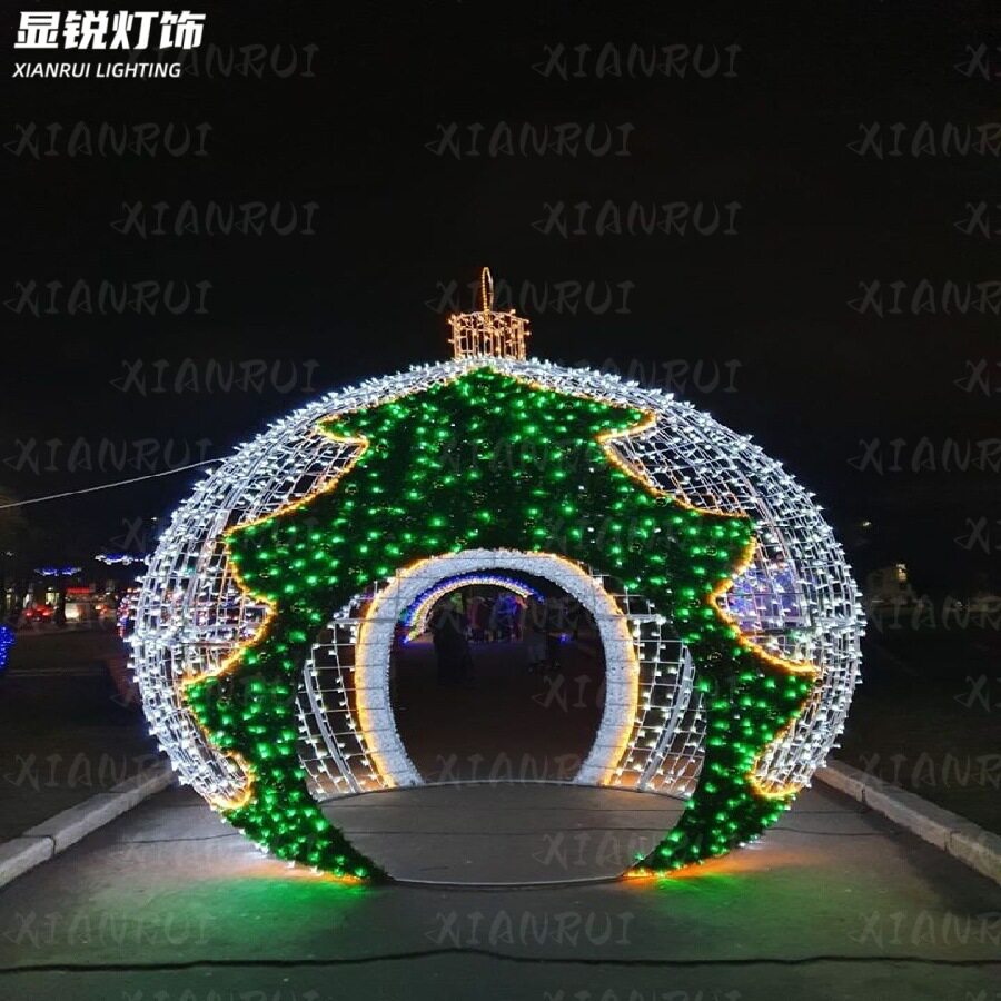 发光圣诞圆球灯装饰led大圆球拱门造型铁艺造型灯球形拱门装饰灯