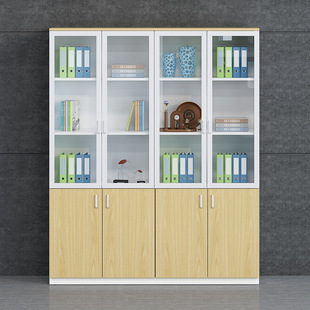 文件柜木质资料柜带锁档案柜办公室储物柜简约现代家用落地书柜子