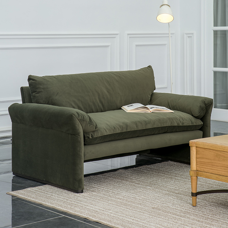 美式乡村极简天鹅绒沙发乳胶填充单人双人三人客厅可拆洗布艺沙发