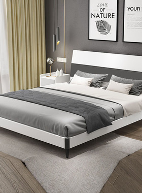 北欧高箱床 简约现代板式双人床1.8米1.5白色储物气动床 工厂直供