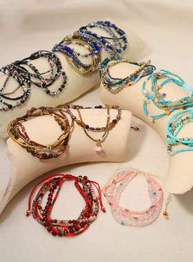 波西米亚风米珠手串手工编织手环女度假旅游百搭手链民族风手饰品