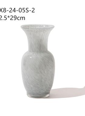 北欧风双耳磁粉手工双色花纹大肚餐桌软装(手工手柄会有不对称)