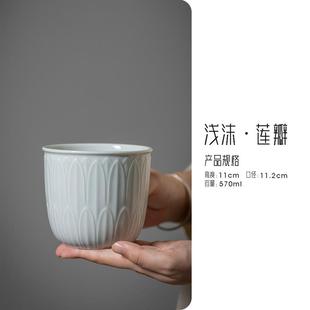 手工铜片带盖建水陶瓷茶洗单色釉水盂家用高端茶洗缸茶道功夫茶具