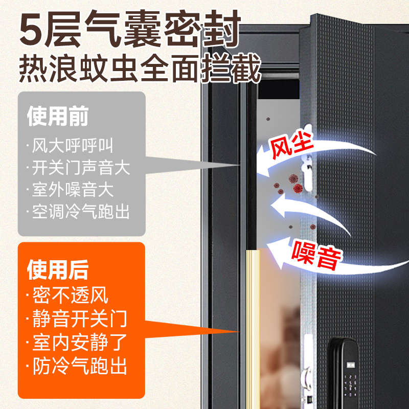 大门密封条门缝防风隔音超静x音门边硅胶老式防盗门专用胶条防碰