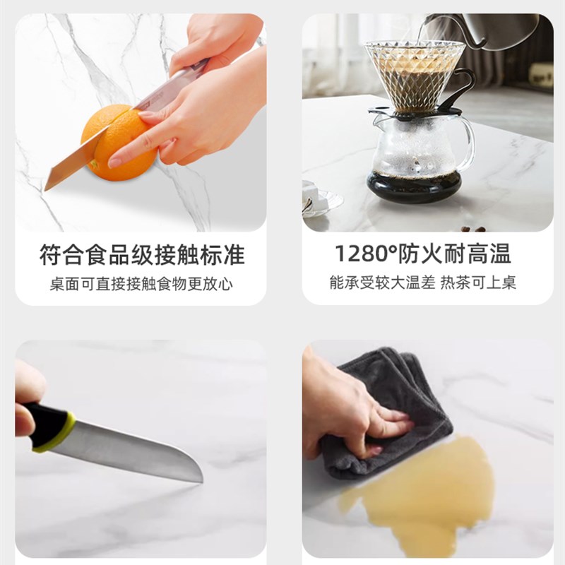 岩板餐桌小户型正方形会客接待洽谈桌椅组合轻奢家用休闲小圆饭桌