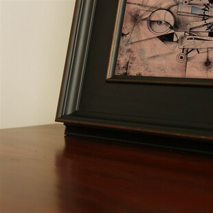 尼斯湖畔 中古抽象挂画几何建筑黑白复古侘寂客厅餐厅装饰画