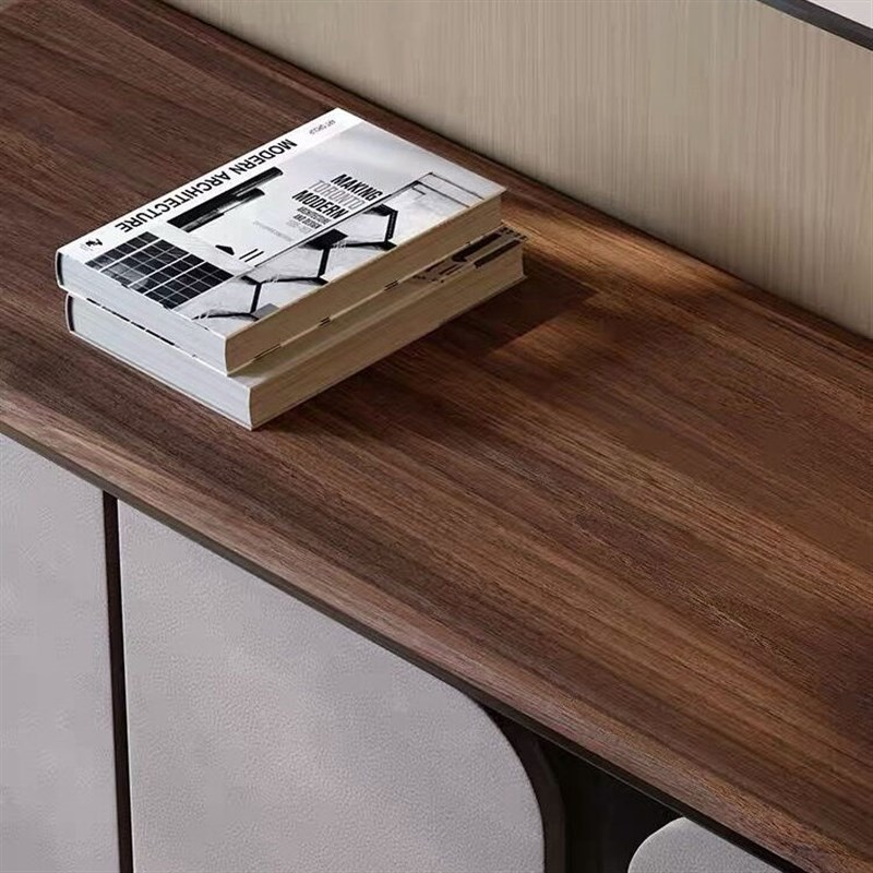 意式极简实木餐边柜现代简约马鞍皮D靠墙大平层设计款玄关柜收纳