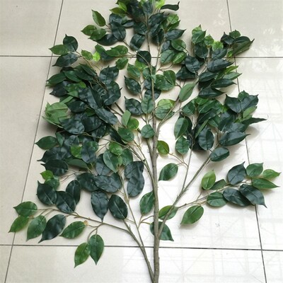 仿真榕树叶 假树叶1.2米大枝过胶榕树叶 树枝树杈树藤装饰树叶