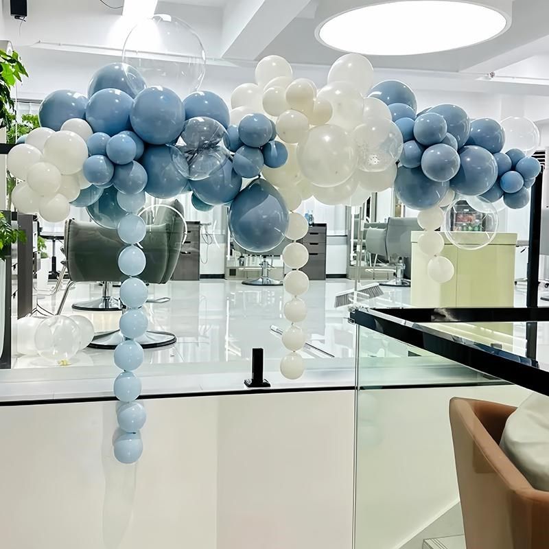 蓝色气球链拱门商场门店开业幼儿园学校活动年会跨年汽球布置装饰