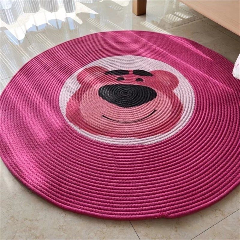 草莓熊手工双拼棉线绳家用地垫网红加厚超大床边毯垫棉线编织,居家布艺,入户地垫,淘宝优惠券,粉丝福利购,淘宝优惠卷