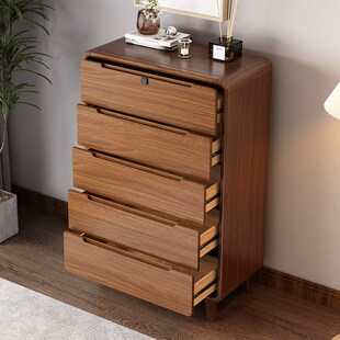 客厅五斗柜实木色收纳柜智能四斗三斗柜卧室床尾抽屉电视柜旁边柜