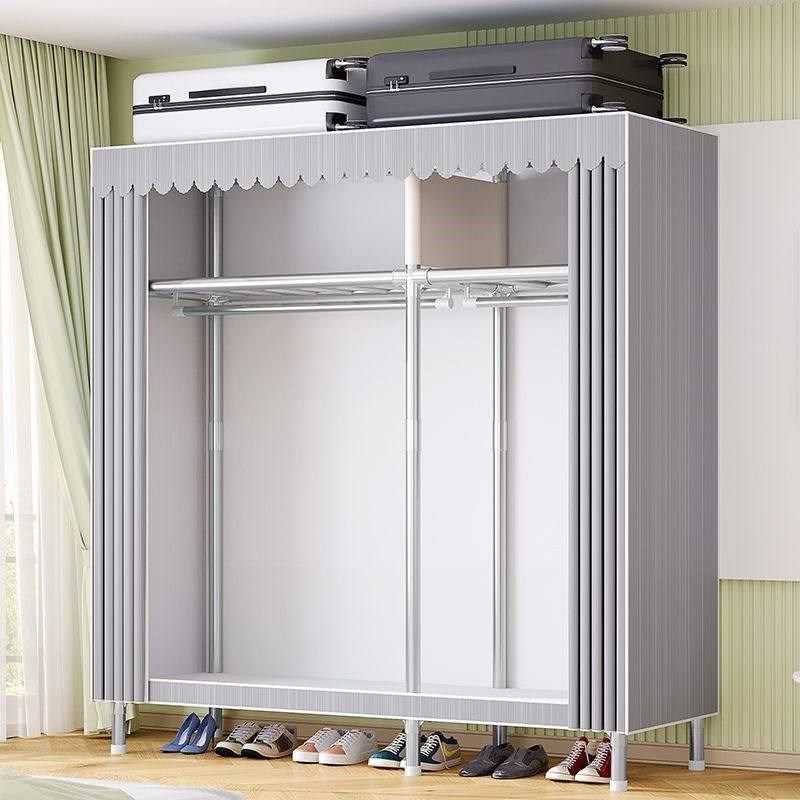 衣柜家用卧室简易布衣柜现代简约出租房用钢管加粗加固组装收纳柜