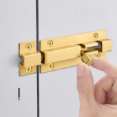 铜插销双开门明装 子母门插锁扣免打孔铜 门栓防盗门木门插明装