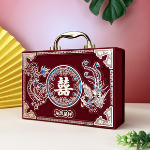 绒布订婚彩礼10万盒子彩礼箱现金装钱提亲结婚礼盒嫁妆20万礼金盒