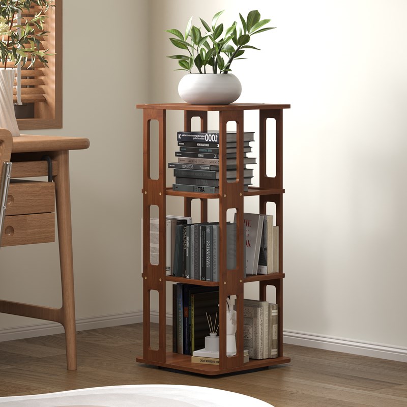旋转书柜客厅f儿童书架落地置物架实木书本收纳架多层展示架陈列