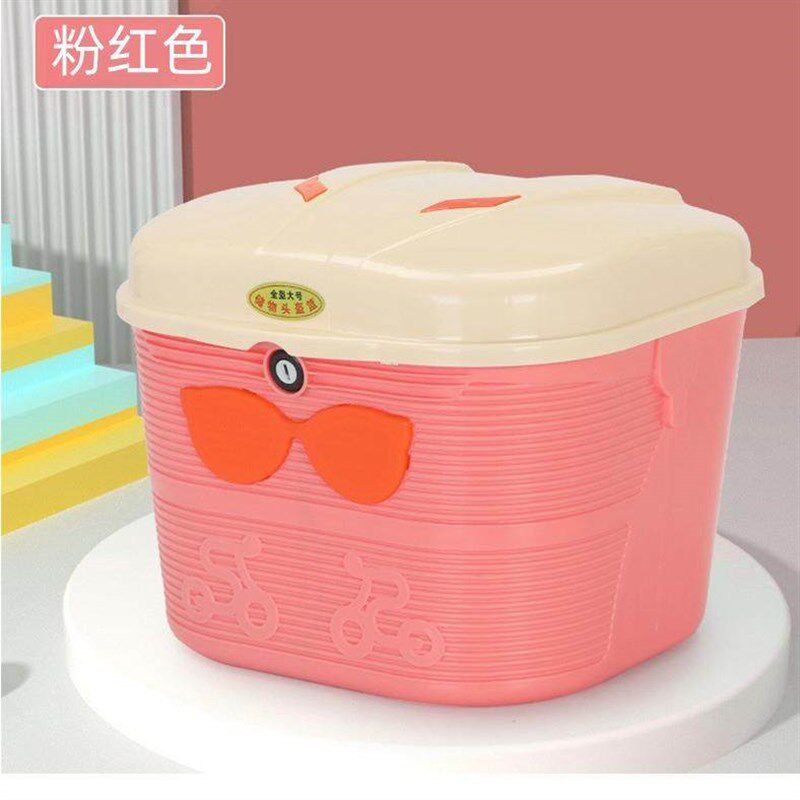 电动自行车前车筐带锁防雨车篮大容量头盔收纳车篮菜篓加厚储物箱