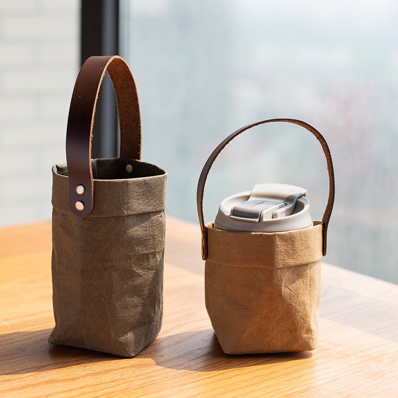 乐扣乐扣ins手工随行水杯袋咖啡提袋玻璃杯套手拎手提半包裹杯套