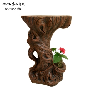 假山流水喷泉风水轮摆件仿木根雕树脂工艺品底座盆景盆栽花架