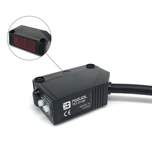 方形漫反射型光电开关传感器三线npn常开常闭12V24V红外限位TR3-D