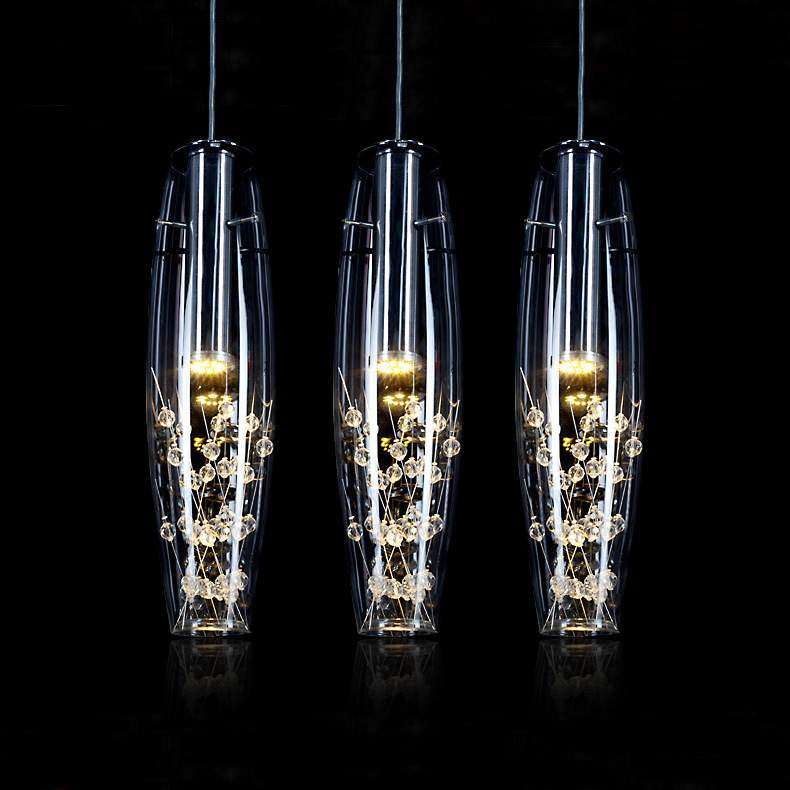 北欧轻奢餐厅吊灯三头现代简约餐桌吧台创意个性水晶床头新款灯具