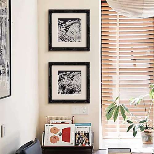 节节高升叶影黑白高级感装饰画简约现代客厅墙上挂画床头桌面摆件