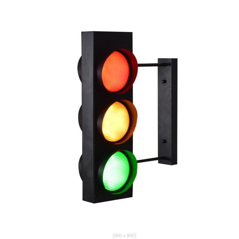 跨境美式工业风复古创意墙壁灯酒吧餐厅红绿灯室内铁艺玻璃装饰灯