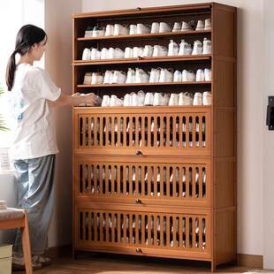 透气鞋柜家用门口走廊收纳鞋架子一体多层带门简易靠墙落地出租屋