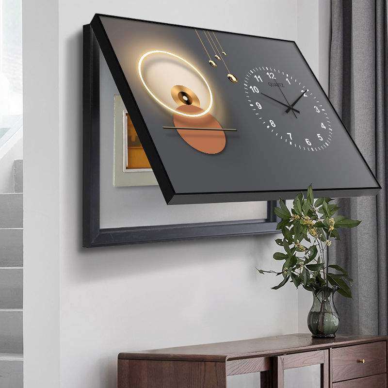 免打孔电表箱装饰画带钟表配电箱遮挡电闸液压翻盖挂画开关盒壁画