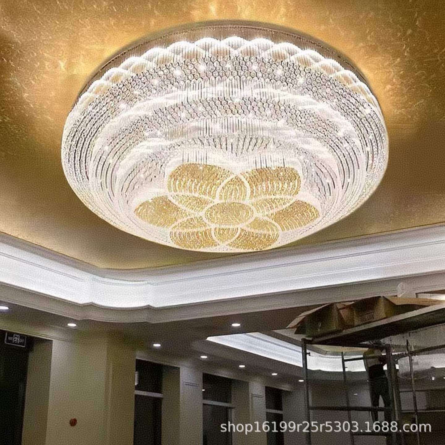 酒店大堂圆形水晶吸顶灯豪华别墅跃层挑高水晶灯宴会厅餐厅包间灯