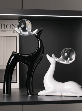 贝汉美水晶梅花鹿家居客厅电视柜桌面装饰品摆件乔迁礼品一件代发