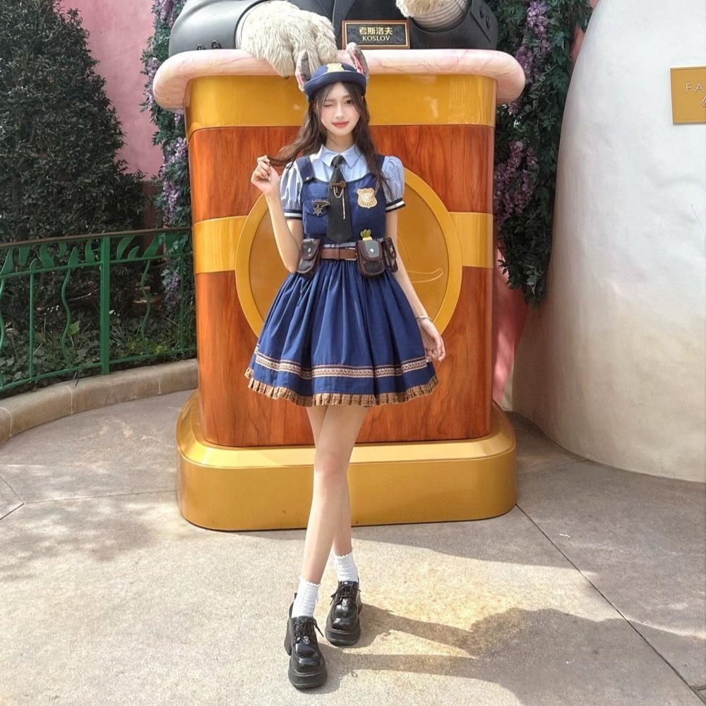 迪士尼穿搭朱迪兔子警官cos衣服洛丽塔公主裙成人套装疯狂动物城