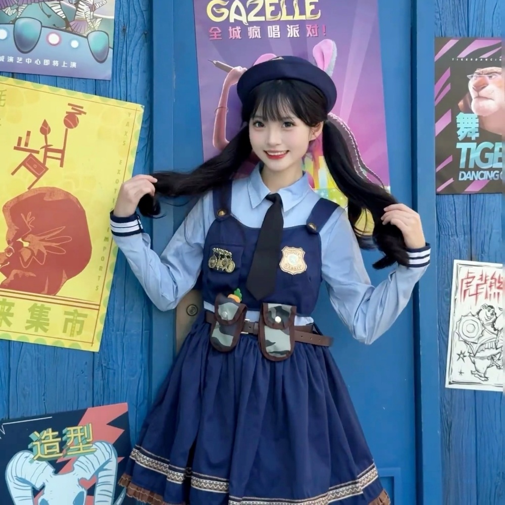迪士尼穿搭朱迪兔子警官cos衣服洛丽塔公主裙成人帽子疯狂动物城