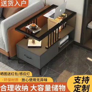 小茶几储物柜简约现代角几窄边侧双层柜边茶桌沙发边几客厅家用
