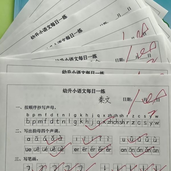 拼音语文练习本幼儿园练纸幼小衔接数学一日册条每小数字描红画笔