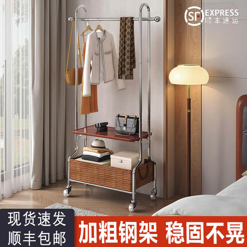 衣架落地固定卧室家用衣帽架移动简约晾衣简易中古衣服架子置物架
