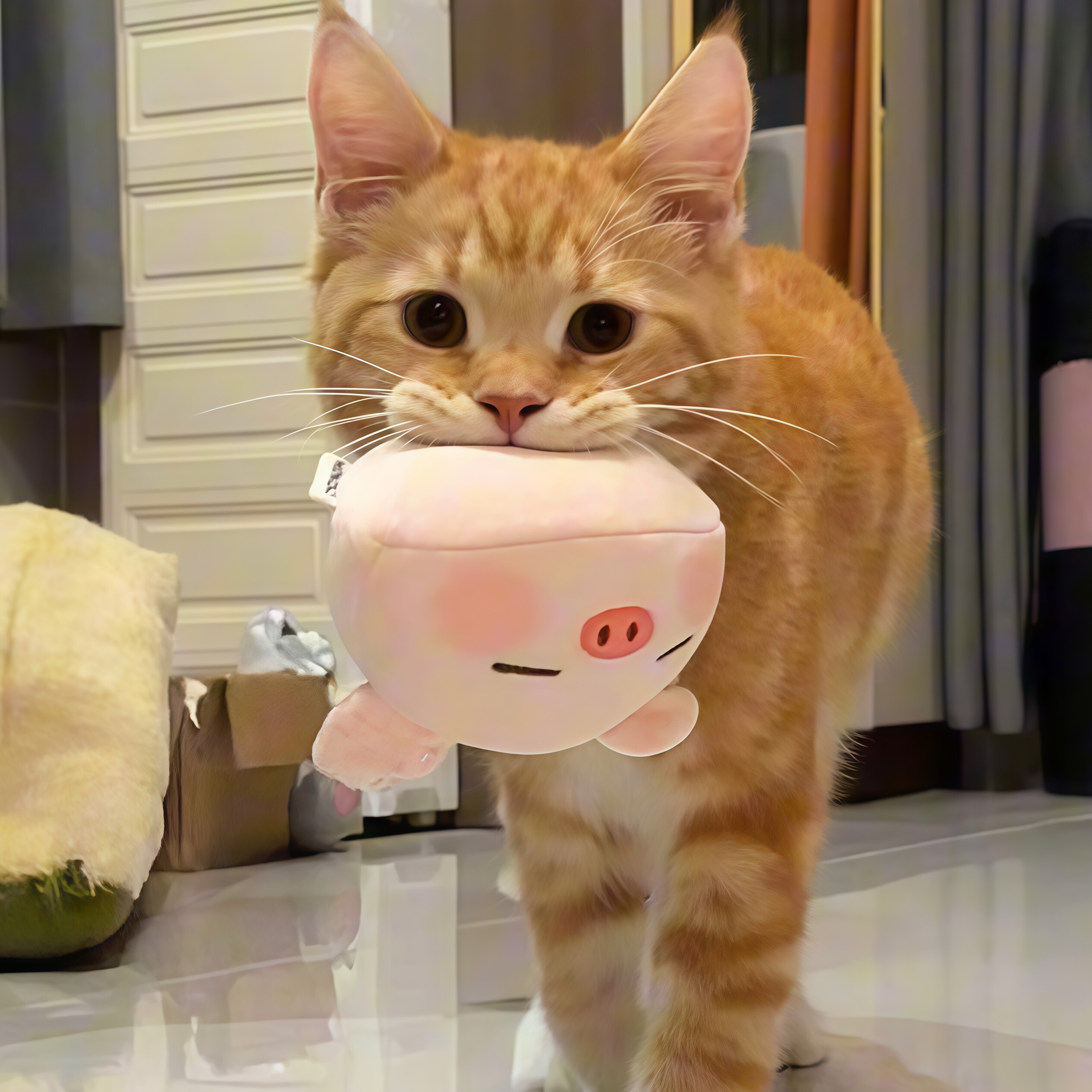 小猪玩偶毛绒娃娃公仔背包挂件捏捏解压创意可爱猫咪狗狗玩具礼物