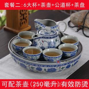 店茶酒楼专用茶具套装 新款 家用小茶套茶盘碗盖陶瓷潮汕功夫茶具青