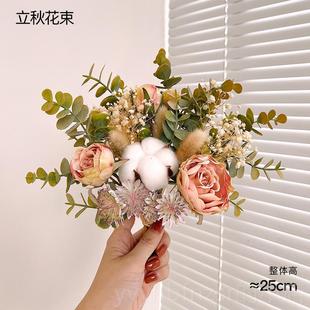 卧室轻奢香氛桌 新款 栀美家 假花仿花真花干薰花花束 香件摆花艺