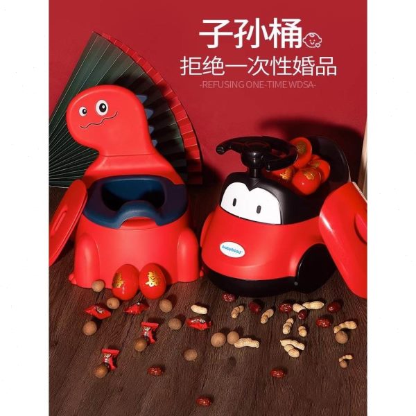 婚庆桶红色宝宝婴幼儿卡通迷你型创意实用孙礼物陪嫁马桶结婚桶子
