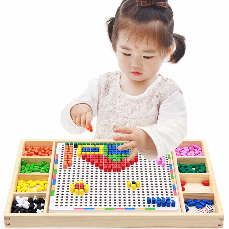 儿童蘑菇钉插板拼图宝宝幼儿玩具diy玩具立体拼图儿童玩具多功能