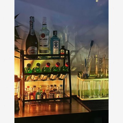 红酒整理架洋酒展示架铁艺酒柜具桌面酒架置物架酒杯收纳家用小型
