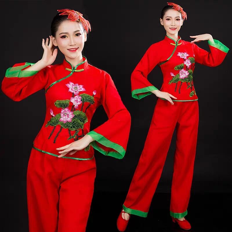 新款舞蹈服装女广场舞套装中老年扭秧歌服装民族舞腰鼓服跳舞衣服