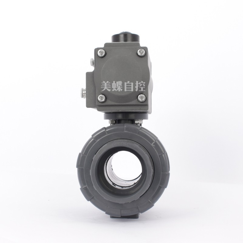 upvc气动球阀Q611S-16S气动pvc塑料球阀耐酸碱腐蚀活接双由令球阀