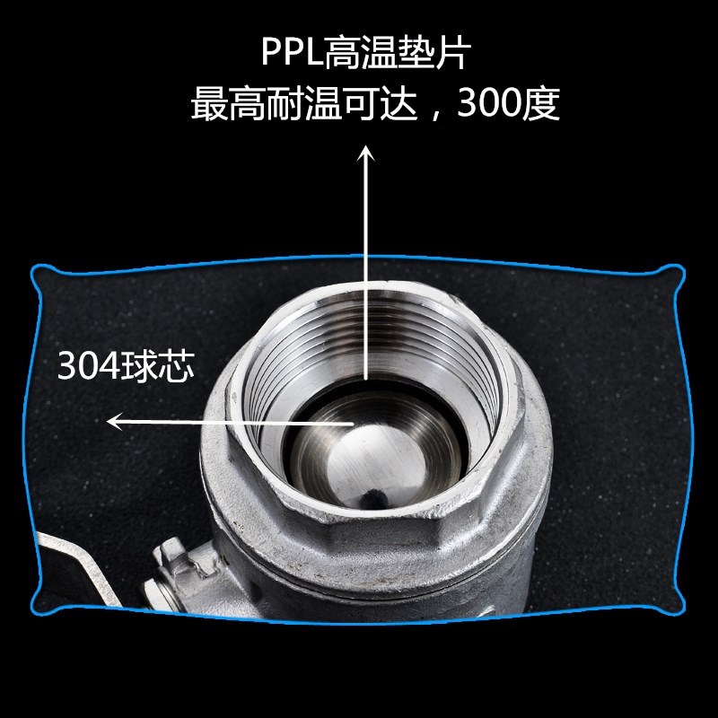 304/316不锈钢耐高温球阀两片式内螺纹锅炉蒸汽阀门4分6分1寸DN15