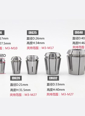 ER32攻丝夹头 ER1m6 20 25 40刚性攻牙ERG系列丝锥嗦嘴ISO JIS DI