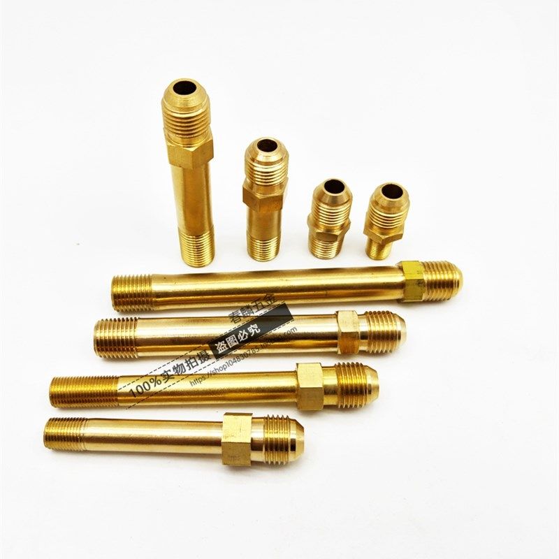 模具铜油管接头1/4模温机油咀加长铜油嘴9/16铁氟龙管铜水嘴1/8